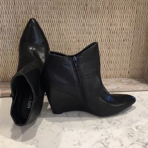Nine West Vegan Leather Wedge Booties